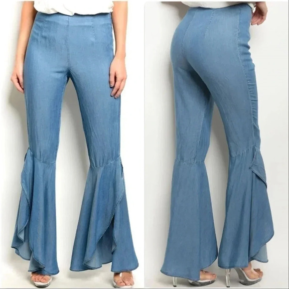 . Pants - Boho BLUE FLARED END PANTS